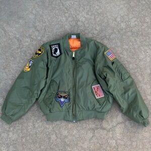 VTG MA-1 Flight Bomber Trooper Jacket USA Navy Blue Angels POW MIA Patch Size S